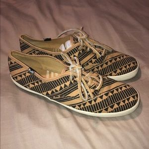 Black khaki Aztec stripe print Keds sneakers 9